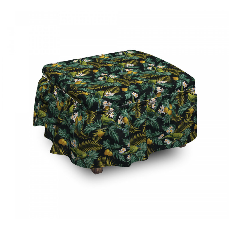 Housse pour repose-pieds palm plumeria et oiseau