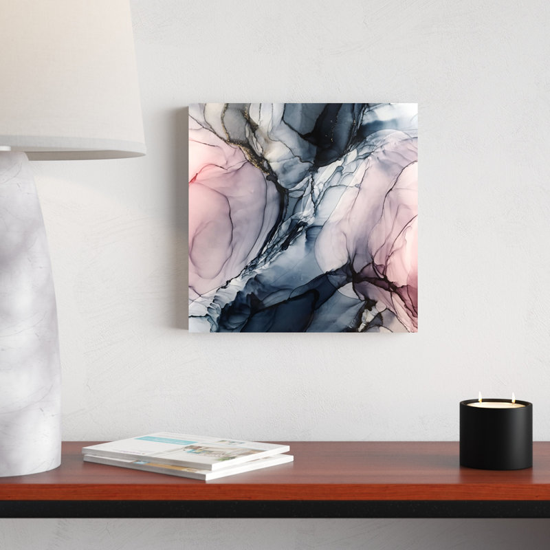 Elizabeth Elizabethson rosé gris marine abstrait calme, H 12 po x l 12 po