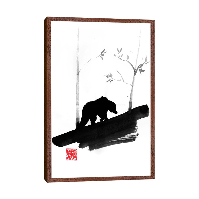 Bear II by Péchane - Painting on Canvas, Classic Brown Wood Framed, 152.5 cm H x 101.5 cm W