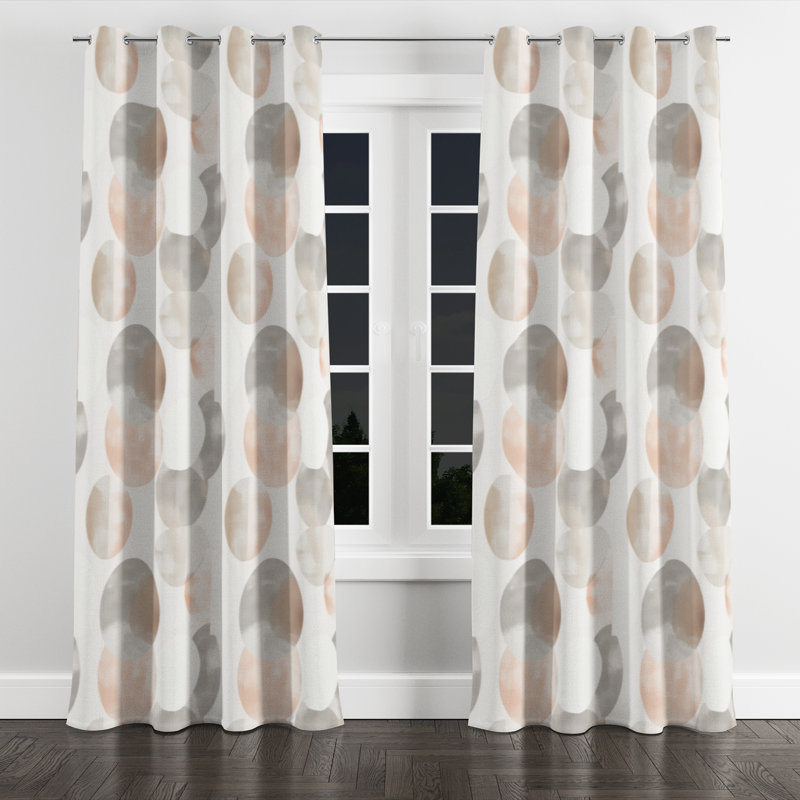 Rideaux abstraits pour chambre à coucher - Rideau à œillets à équilibre doux gris - 1 panneau, L 52 po x L 120 po