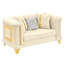Velours victorien de style Mid-Century 69 pouces beige avec embellissements en acier inoxydable doré, brodé, 1 oreiller en fourrure et 2 bandes, siège souple, cadre en bois pouces, beige, victorien, moderne,-16171359-16171345-16171347