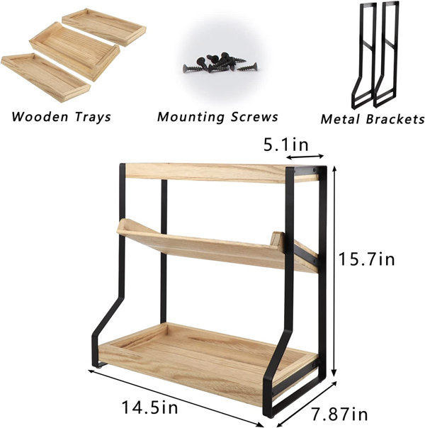 Custom 2 Tier Bathroom Counter Organizer Storage Shelf Rack Wood