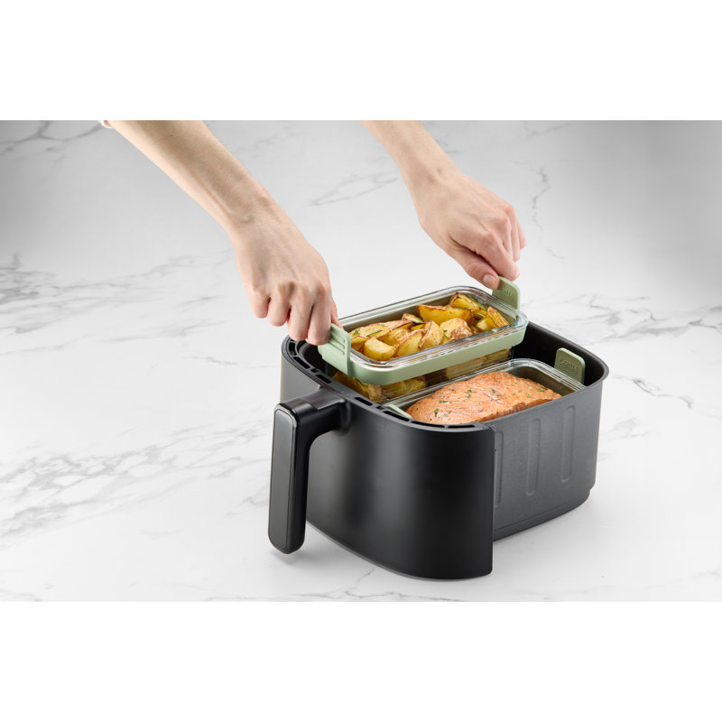 Lékué Air Fryer Dual Rectangular Glass Dishes, Set of 2