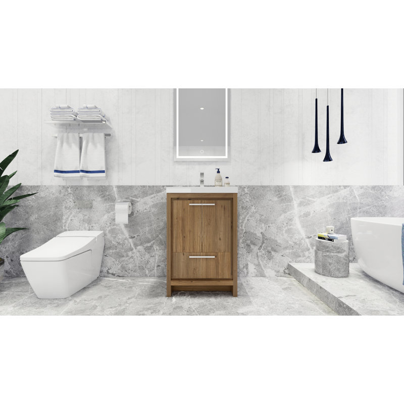 Ensemble de meuble-lavabo simple 24 po Alsadig, Chêne naturel