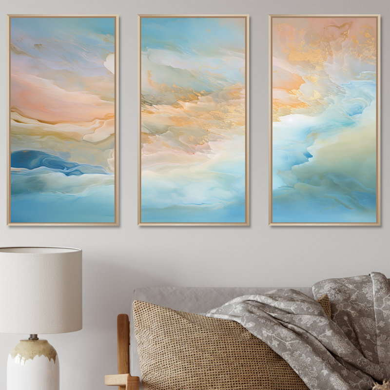 «Clouds Charm», art mural sur toile, Cadre naturel flottant, H 32 po x l 48 po x P 1 po