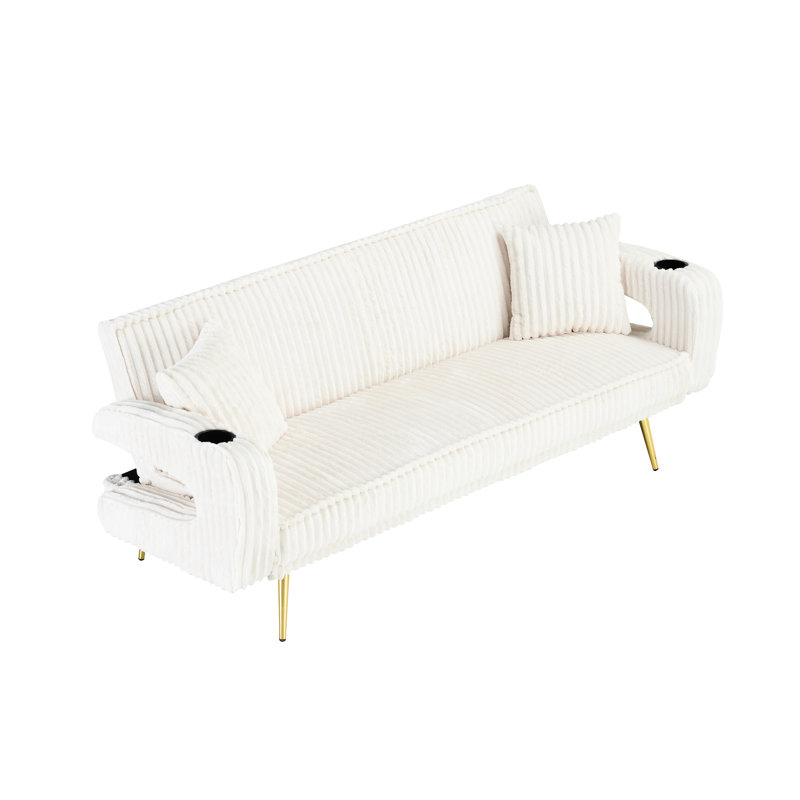 Meuble de salon blanc en velours côtelé, tissu respirant, structure stable pour une conception élégante, confortable et confortable