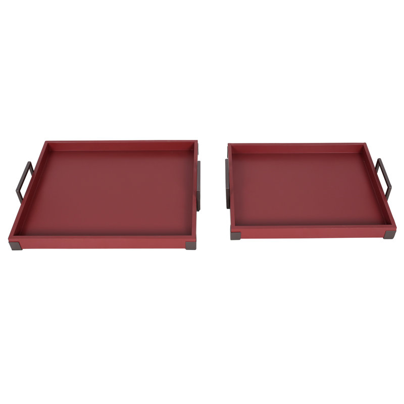Botkin - Norman Wyatt Home - Set of 2 Wooden Tray, Red