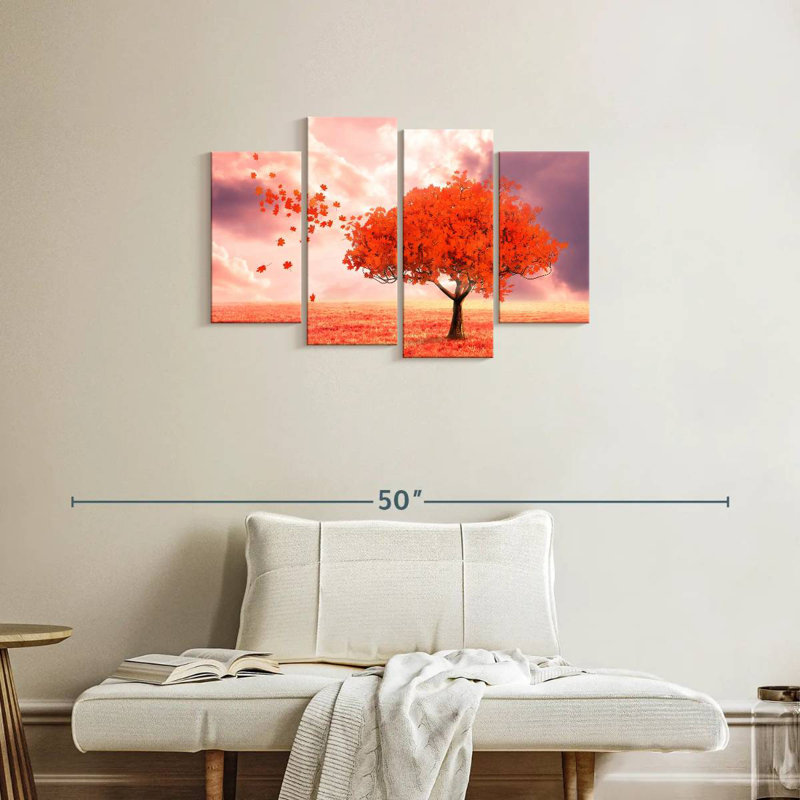 Harnek, paysage d'automne rouge, H 22 po x l 36 po