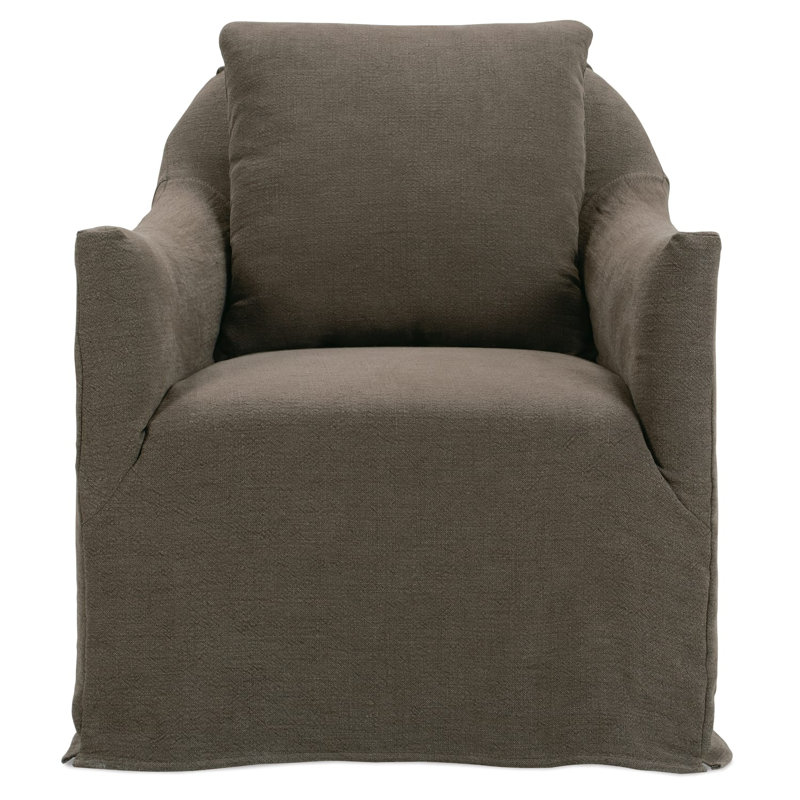 Noel Slipcovered Swivel Chair, Brown