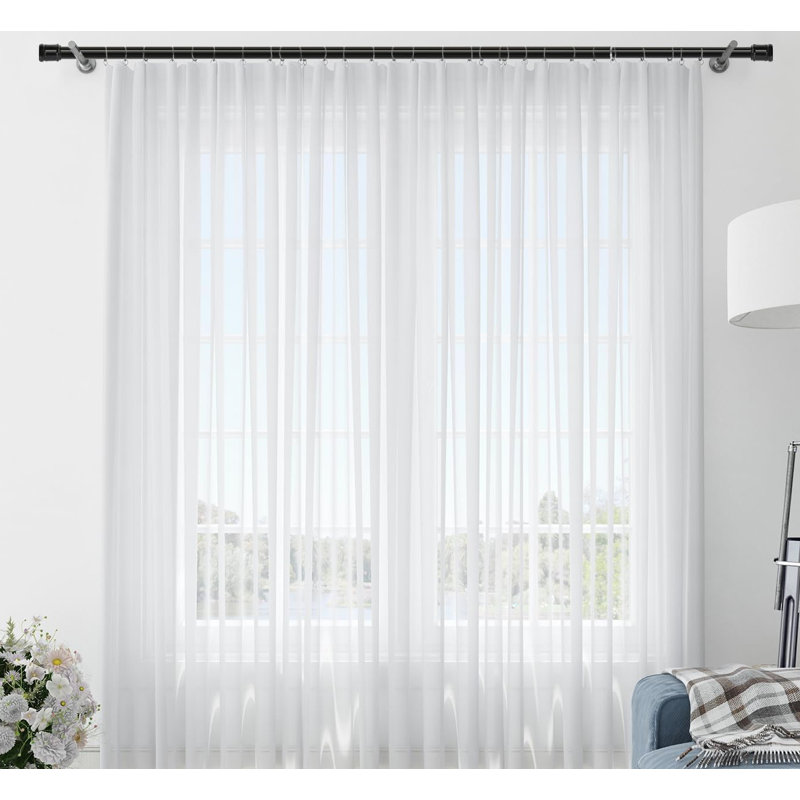 Matte Black Adjustable Tension Curtain Rod 56-104 Inches