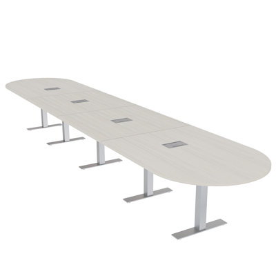 Racetrack Shaped Conference Table with Metal T Base | Electrical Unit