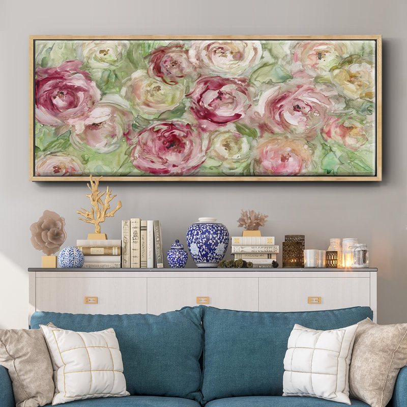 Climbing Rose- Framed Canvas, 8" H x 20" W