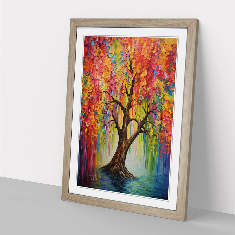 Weeping Willow Colour Field No.2 - Framed Print, Oak , 64cm H x 46cm W x 2cm D