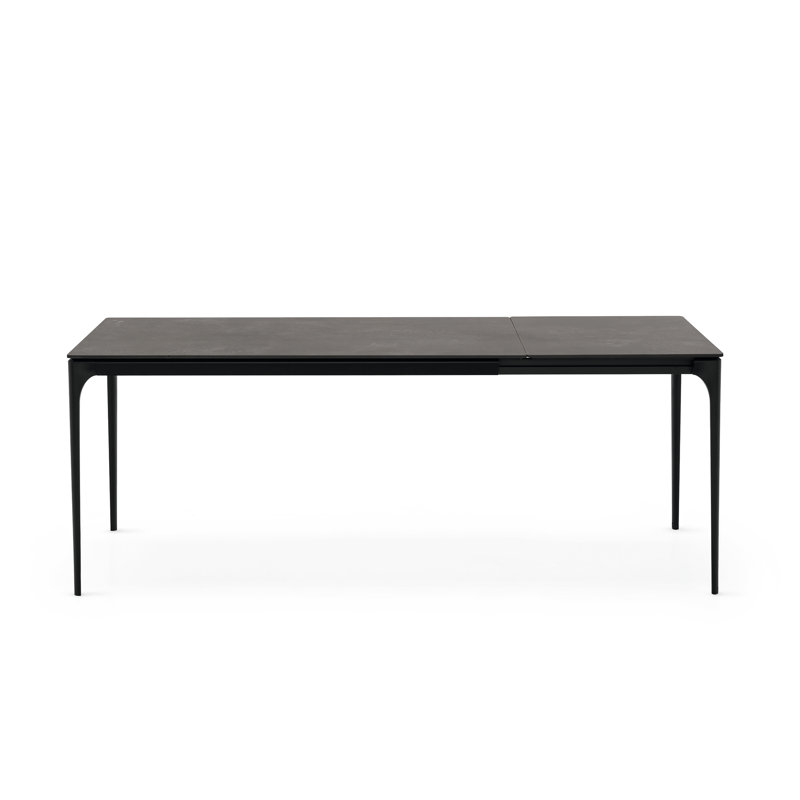 Silhouette Table with Extendable Rectangular Top and Metal Legs, Oxide Black