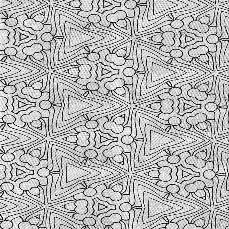 Tapis blanc/noir à motifs, Carré 5 pi