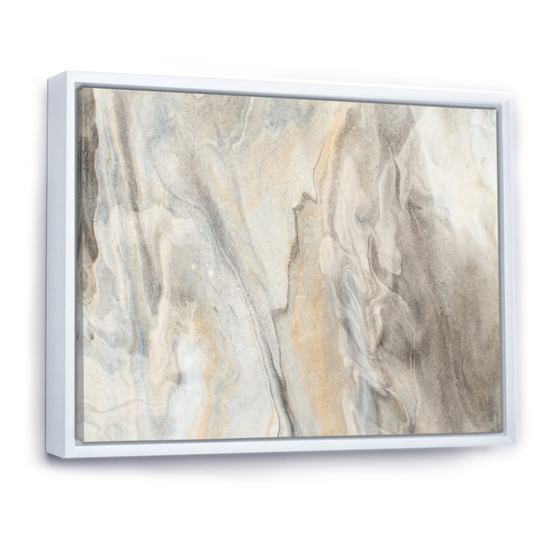 «Vagues liquides dans les tons de gris V», reproduction sur toile flottante, H 24 po x l 36 po x P 1 po, Cadre flottant blanc