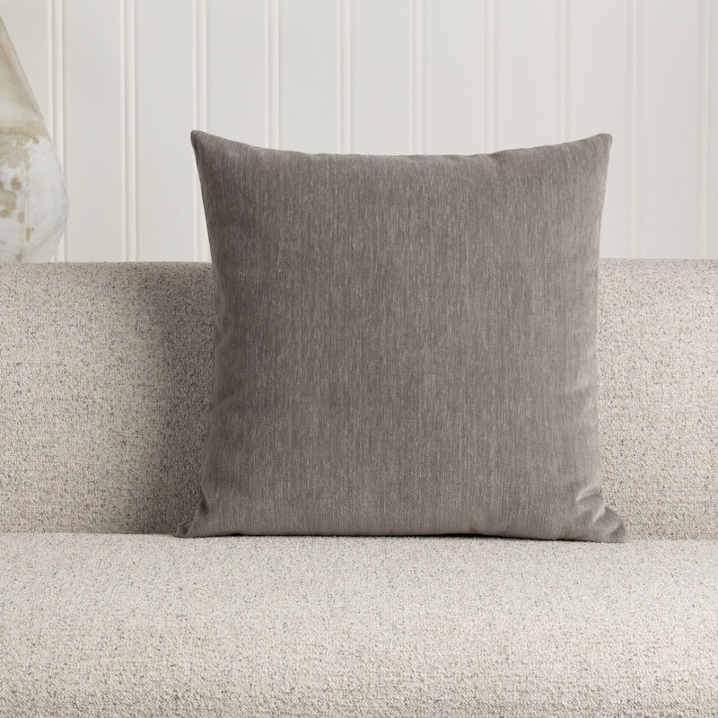 Luxe Velour Outdoor Square Sunbrella® Pillow Cover & Insert, Pewter, 20"H X 20"W
