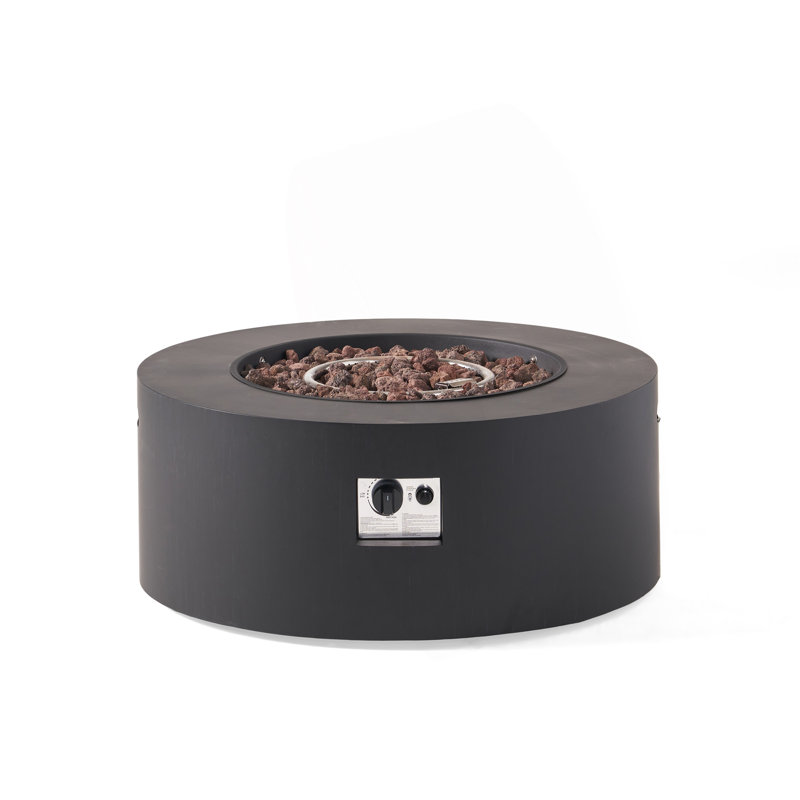 32" Patio 40,000 BTU Round Iron Propane Fire Pit, Dark Grey (Tank Cover Not Included)