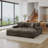 4 - Piece Upholstered Camel Chenille Modular Sectional Sofa with Throw Pillows & Removable Ottomans-87154105