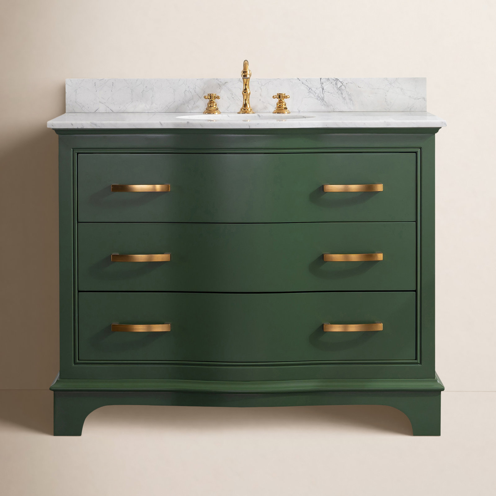 Goleta 42" Single bathroom Vanity with Marble Top, Evergreen/Brushed Gold