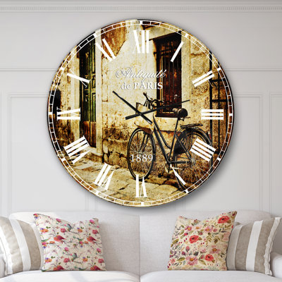 Vélo avec panier - horloge murale