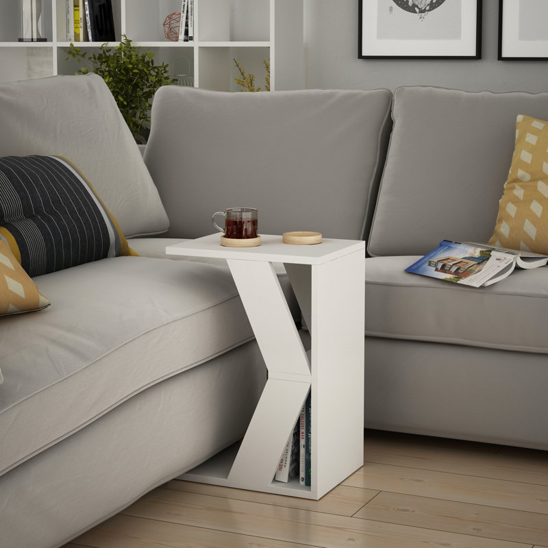 Table de bout avec tablette, Blanc