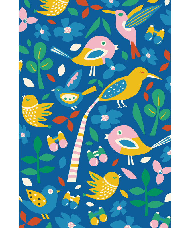 Bright Birding World 3 - Estampe numérique sur toile tendue par Roochita Chachra, H 32 po x l 26 po
