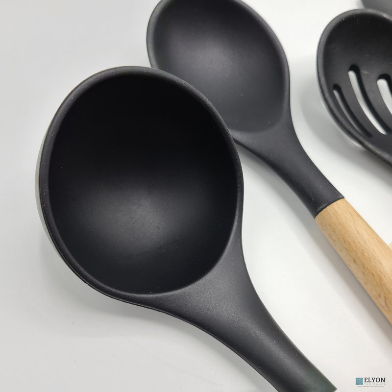 Ensemble d'ustensiles de cuisine en silicone 9 pièces Elyon, Noir