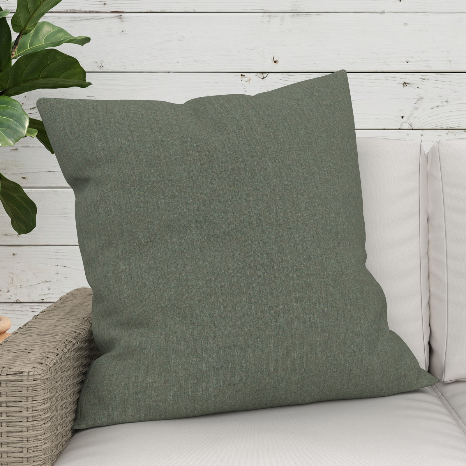 Sunbrella® Throw Pillow, Square 24", Sunbrella® Cast Sage