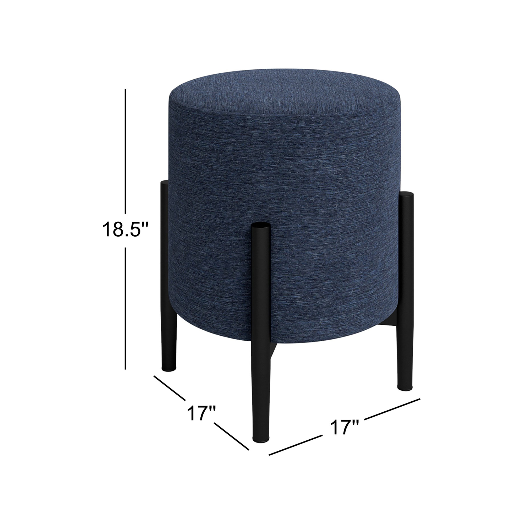 Talita Round Upholstered Outdoor Ottoman, Indigo
