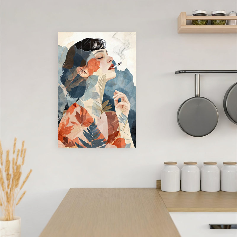«Autumn Smoke Portrait», art mural forêt éthérée sereine et automne, H 18 po x l 12 po