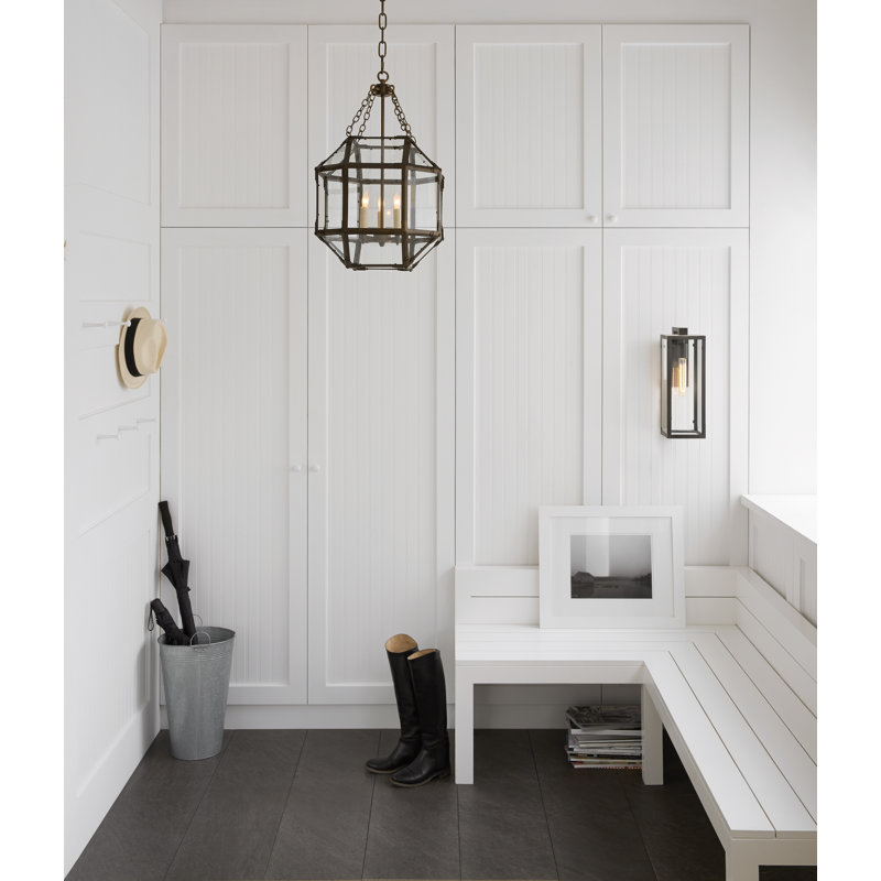 Suzanne Kasler Morris Small Lantern, Polished Nickel, Tan, 26" H x 18.5" W x 18.5" D