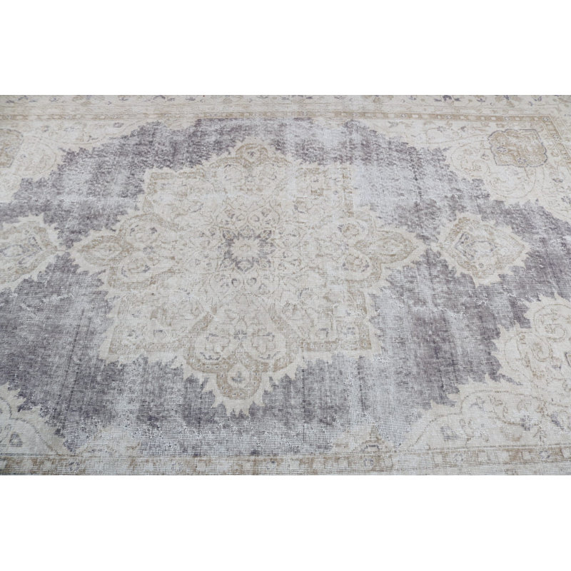 Elegant Large Vintage Beige Turkish Oushak Carpet Perfect for Adding Grace to Your Living Room