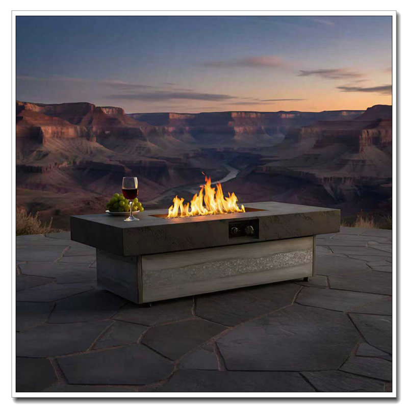 Table de foyer d'extérieur, table rectangulaire 48 x 24 pouces, table d'extérieur au propane de 50000 BTU pour ensemble de patio