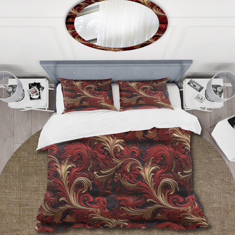 Literie Opulent Baroque Scrolls Victorian Pattern, Housse de couette pour très grand lit et 2 très