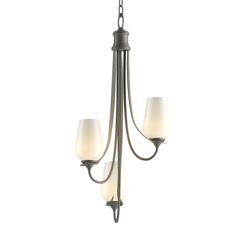 Flora 3 - Light Shaded Classic / Traditional Chandelier, Black, Opal