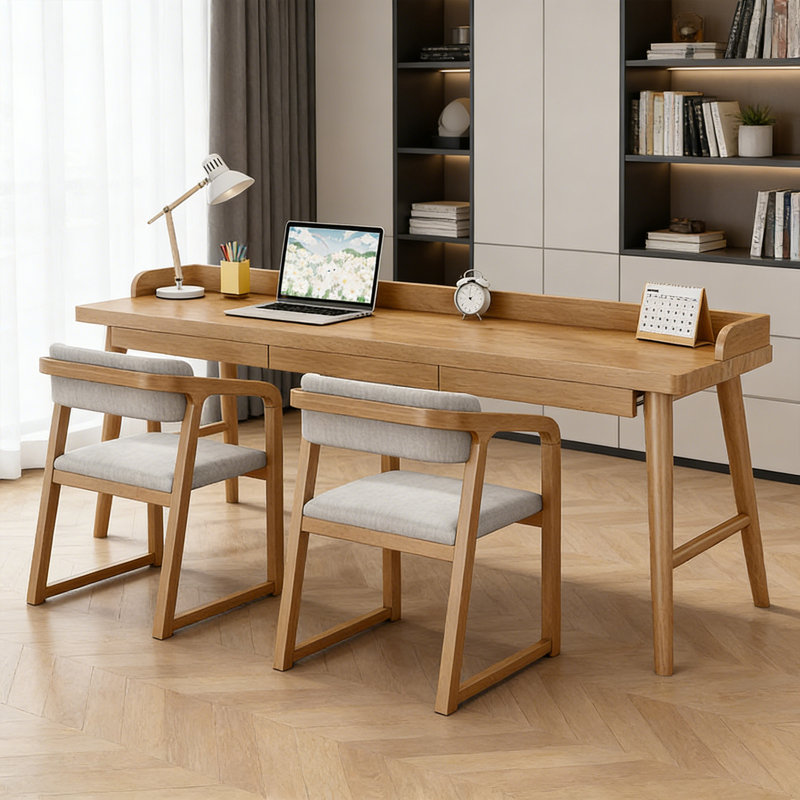 Bureau d'écriture moderne en bois de pin massif avec tiroirs