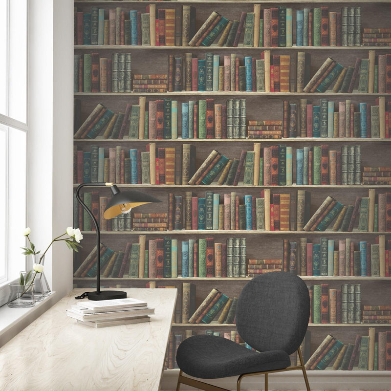  Library Bookshelf Books Shelves Classic Realistic Bookcase Wallpaper Retro