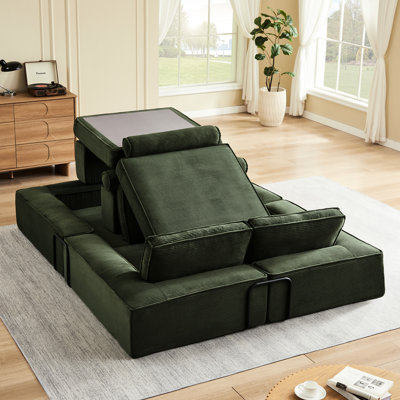 Large Army Corduroy , 4 - Seat, Soft Suede, Stable Structure, For Living Room Cozy Space Comfortable Spacious Seating, Various Home Arrangement