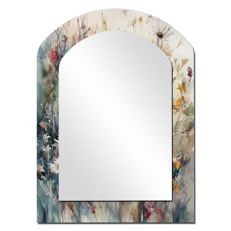 Orange vert marguerite tranquillité - miroir asymétrique marguerite, 34 po x 25 po