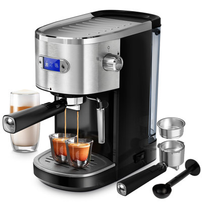 1&2 Cups Semi-automatic Espresso Machine with 20bar High-pressure Extraction & Steam Milk Foam, 1.2 L Water Tank And Pcb Electronic Temperature Control