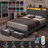 3-Piece Bedroom Set, Upholstered Bed with 2 Nightstands with 3 Drawers&USB Charging,Compact Size Doubles as Side Tables-922710702-921036346