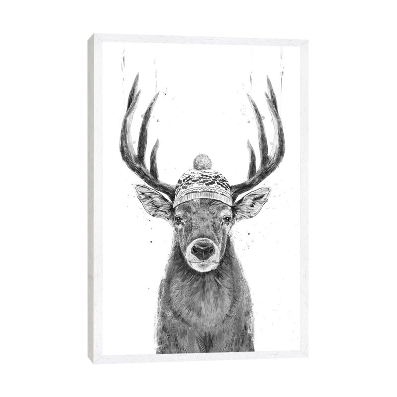 Let's Go Outside In Black And White by Balazs Solti - Print on Canvas, 66.04 cm H x 45.72 cm W, White Framed