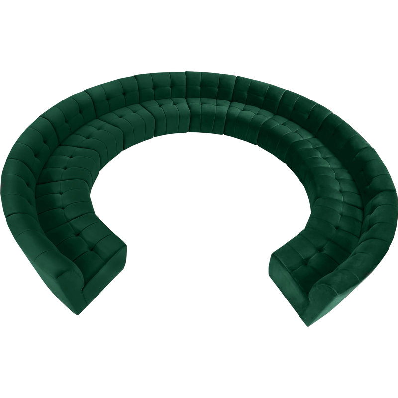 Jedson Velvet Sectional Symmetrical, Green Velvet