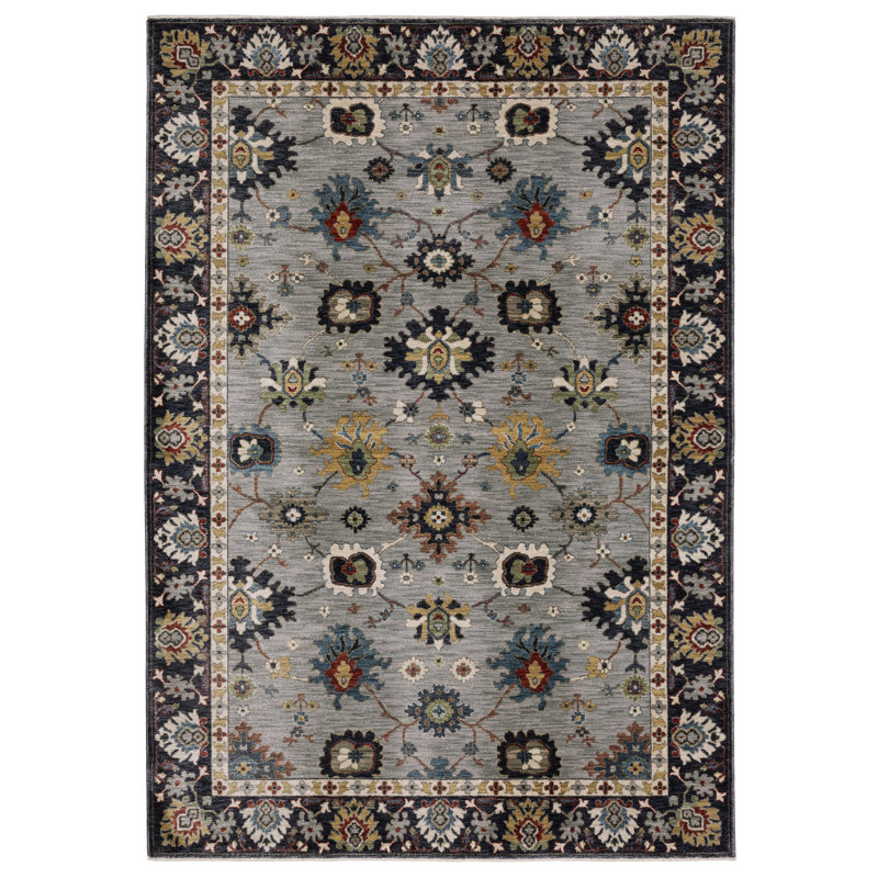 Tapis bleu / multicolore Caia, Rectangle 3 pi 3 po x 5 pi