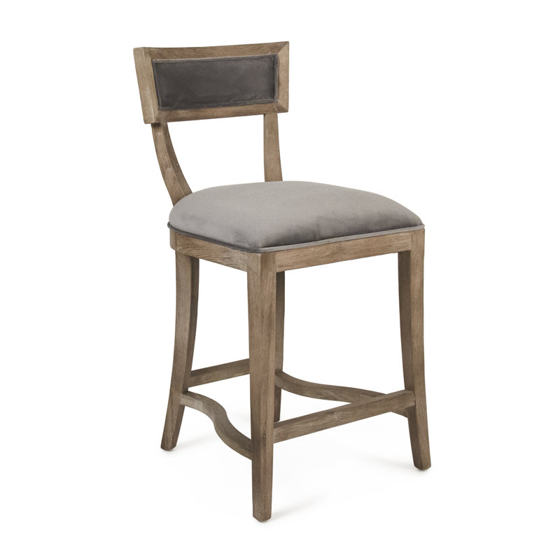 Upholstered Counter Stool with Solid Wood Frame