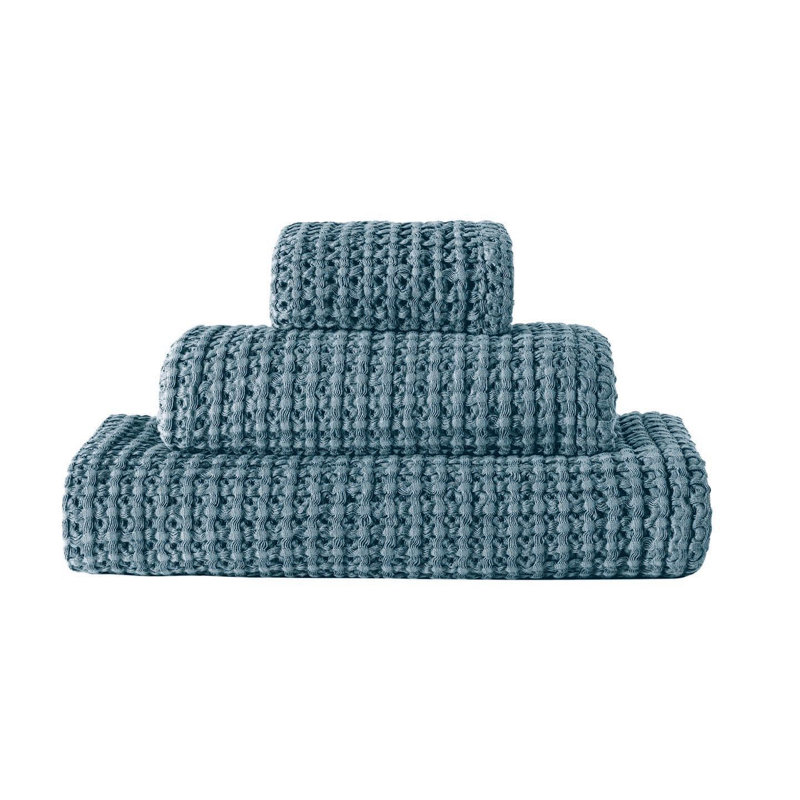 Aura Waffle Bath Towel, Washcloth, Peacock