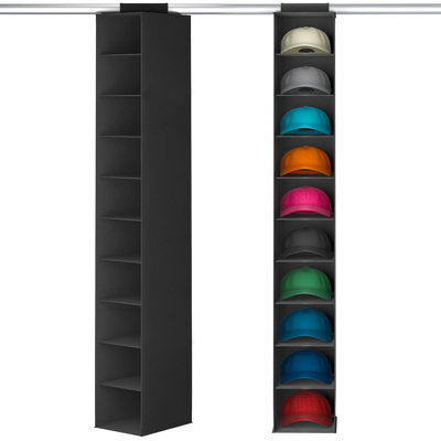 Organisateur de chapeaux pour 10 casquettes de baseball, 1 étagère de rangement pour porte-chapeaux, étagère de présentation en tissu non tissé pouvant contenir jusqu'à 40 chapeaux, support de casquette pour garde-robe, noir