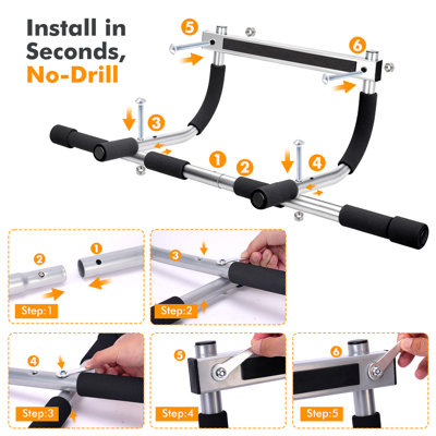 Pull Up Bar For Doorway, Heavy Duty Steel Door Frame Pull-up Bar With Multi-grip, No Screws Home Gym Upper Body Workout Bar, 440 Lb Capacity