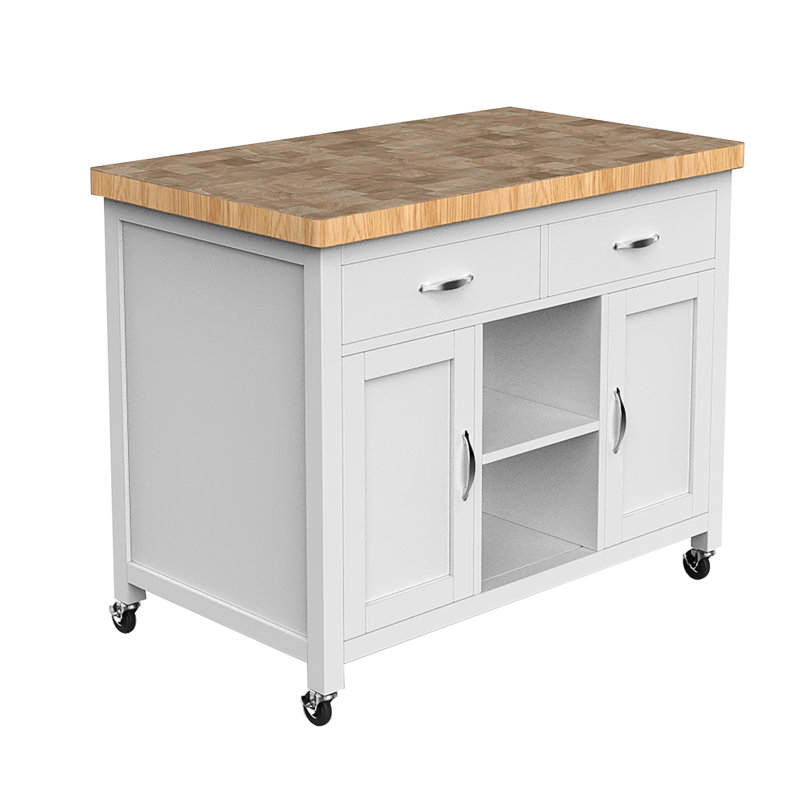 Dheeran Kitchen Island, White